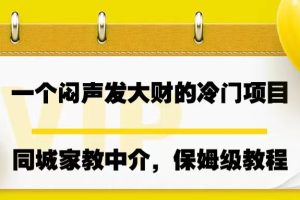 （6710期）一个闷声发大财的冷门项目，同城家教中介，操作简单，一个月变现7000+