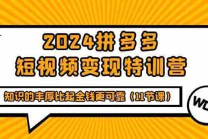 2024拼多多短视频变现特训营，知识的丰厚比起金钱更可靠（11节课）