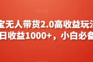 支付宝无人带货2.0高收益玩法，亲测单日收益1000+，小白必备项目【揭秘】