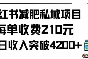 （9466期）小红书减肥私域项目每单收费210元单日成交20单，最高日入4200+