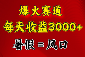 （11883期）爆火赛道.日入3000+，暑假就是风口期，闷声发财