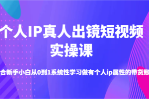 个人IP真人出镜短视频实操课-适合新手小白从0到1系统性学习做有个人ip属性的带货账号