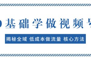 （7784期）0基础学做视频号：揭秘全域 低成本做流量 核心方法  快速出爆款 轻松变现