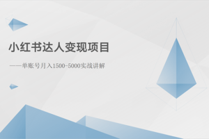 （10720期）小红书达人变现项目：单账号月入1500-3000实战讲解