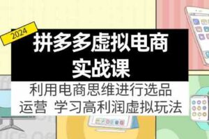 拼多多虚拟资源实战玩法：电商思维进行选品+运营，玩赚高利润虚拟产品！