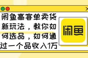 （12387期）闲鱼高客单卖货新玩法，教你如何选品，如何通过一个品收入1万+