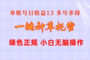 （10776期）一键种草托管 单账号日收益13元  10个账号一天130  绿色稳定 可无限推广