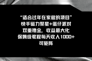 （8797期）适合过年在家做的项目，快手磁力+蛋仔派对，双重撸金，收益最大化 保姆…