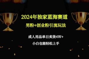 （9111期）2024年独家蓝海赛道男粉+创业粉引流玩法，成人用品单日卖货4W+保姆教程