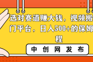 （8793期）选对赛道赚大钱，视频搬运冷门平台，日入500+的保姆级教程