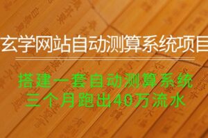 （10359期）玄学网站自动测算系统项目：搭建一套自动测算系统，三个月跑出40万流水