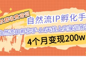 （6924期）某社群收费培训：自然流IP 孵化手-14天线上实操训练营 4个月变现200w