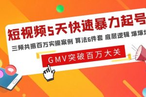 （4957期）短视频5天快速暴力起号，三频共振百万实操案例 算法6件套 底层逻辑 爆爆爆