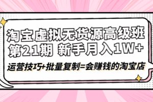 （4108期）淘宝虚拟无货源高级班【第21期】月入1W+运营技巧+批量复制=会赚钱的淘宝店