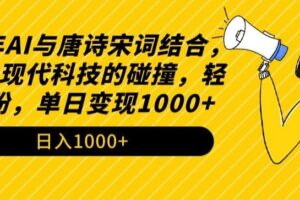 2024年AI与唐诗宋词结合，传统与现代科技的碰撞，轻松涨粉，单日变现1000+【揭秘】