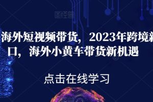 黑冰·海外短视频带货，2023年跨境新风口，海外小黄车带货新机遇