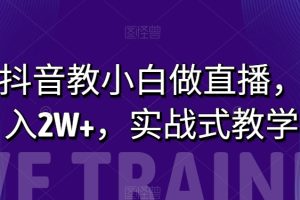 在抖音教小白做直播，月入2W+，实战式教学【揭秘】