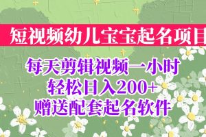 （6648期）短视频幼儿宝宝起名项目，全程投屏实操，赠送配套软件