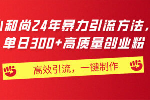 （11247期）AI小和尚24年暴力引流方法，单日300+高质量创业粉，高效引流，一键制作