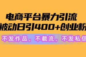 （10168期）电商平台暴力引流,被动日引400+创业粉不发作品，不截流，不发私信