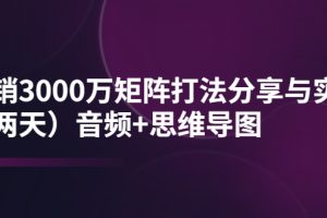 （3748期）某线下培训：月销3000万矩阵打法分享与实操（两天）音频+思维导图