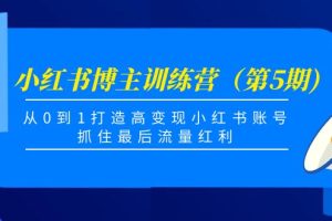 （4174期）小红书博主训练营（第5期)，从0到1打造高变现小红书账号，抓住最后流量红利