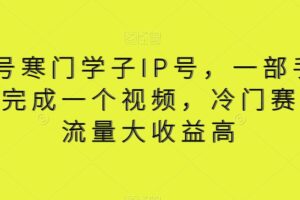 视频号寒门学子IP号，一部手价5分钟完成一个视频，冷门赛道，流量大收益高【揭秘】