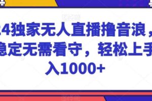 2024独家无人直播撸音浪，收益稳定无需看守，轻松上手日入1000+【揭秘】