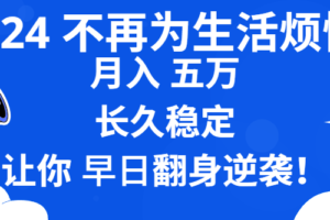 （8780期）2024不再为生活烦恼 月入5W 长久稳定 让你早日翻身逆袭