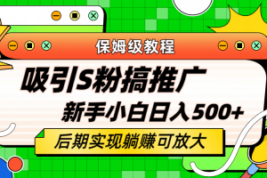 （6168期）轻松引流老S批 不怕S粉一毛不拔 保姆级教程 小白照样日入500+