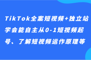 TikTok全案短视频+独立站，学会能自主从0-1短视频起号、了解短视频运作原理等