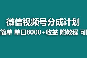 （8227期）【蓝海项目】视频号分成计划，单天收益8000+，附玩法教程！