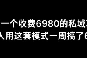 分享一个外面卖6980的私域项目三个人用这套模式一周搞了6万多【揭秘】