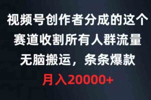 （9406期）视频号创作者分成的这个赛道，收割所有人群流量，无脑搬运，条条爆款，…