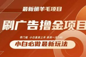 2024最新小白必撸项目，刷广告撸金最新玩法，亲测一天140【揭秘】