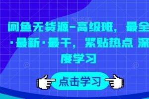 闲鱼无货源-高级班，最全·最新·最干，紧贴热点 深度学习