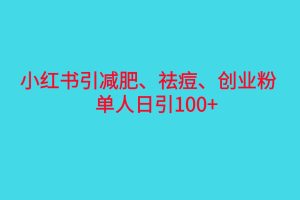 （6799期）小红书精准引流，减肥、祛痘、创业粉单人日引100+（附软件）