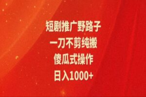 （11642期）暑假风口项目，短剧推广全新玩法，一刀不剪纯搬运，轻松日入1000+