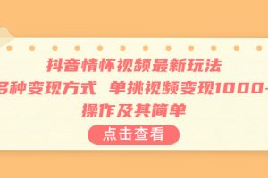 （6683期）抖音情怀视频最新玩法，多种变现方式，单挑视频变现1000+，操作及其简单