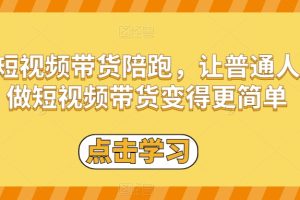 短视频带货陪跑，让普通人做短视频带货变得更简单