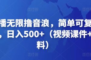 抖音直播无限撸音浪，简单可复制，偏门玩法，日入500+（视频课件+核心资料）