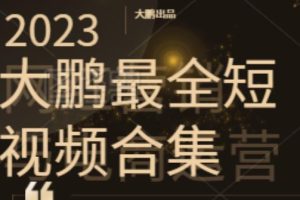 2023大鹏短视频运营最全合集适合0基础小白，短视频潮流热浪等你加入