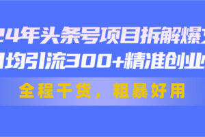 （11397期）24年头条号项目拆解爆文，日均引流300+精准创业粉，全程干货，粗暴好用