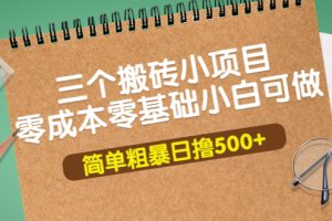 （3647期）三个搬砖小项目，零成本零基础小白简单粗暴轻松日撸500+