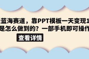 （6385期）超级蓝海赛道，靠PPT模板一天变现1000是怎么做到的（教程+99999份PPT模板）