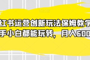 小红书运营创新玩法保姆教学，新手小白都能玩转，月入6000+【揭秘】