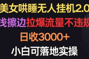 （9906期）美女哄睡无人挂机2.0，浅擦边拉爆流量不违规，日收3000+，小白可落地实操