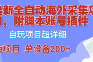 （12646期）全自动海外采集项目，带脚本账号插件教学，号称单日200+