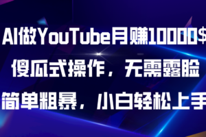 （11095期）AI做YouTube月赚10000$，傻瓜式操作无需露脸，简单粗暴，小白轻松上手