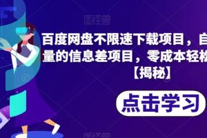 百度网盘不限速下载项目，自带巨大流量的信息差项目，零成本轻松日入600【揭秘】